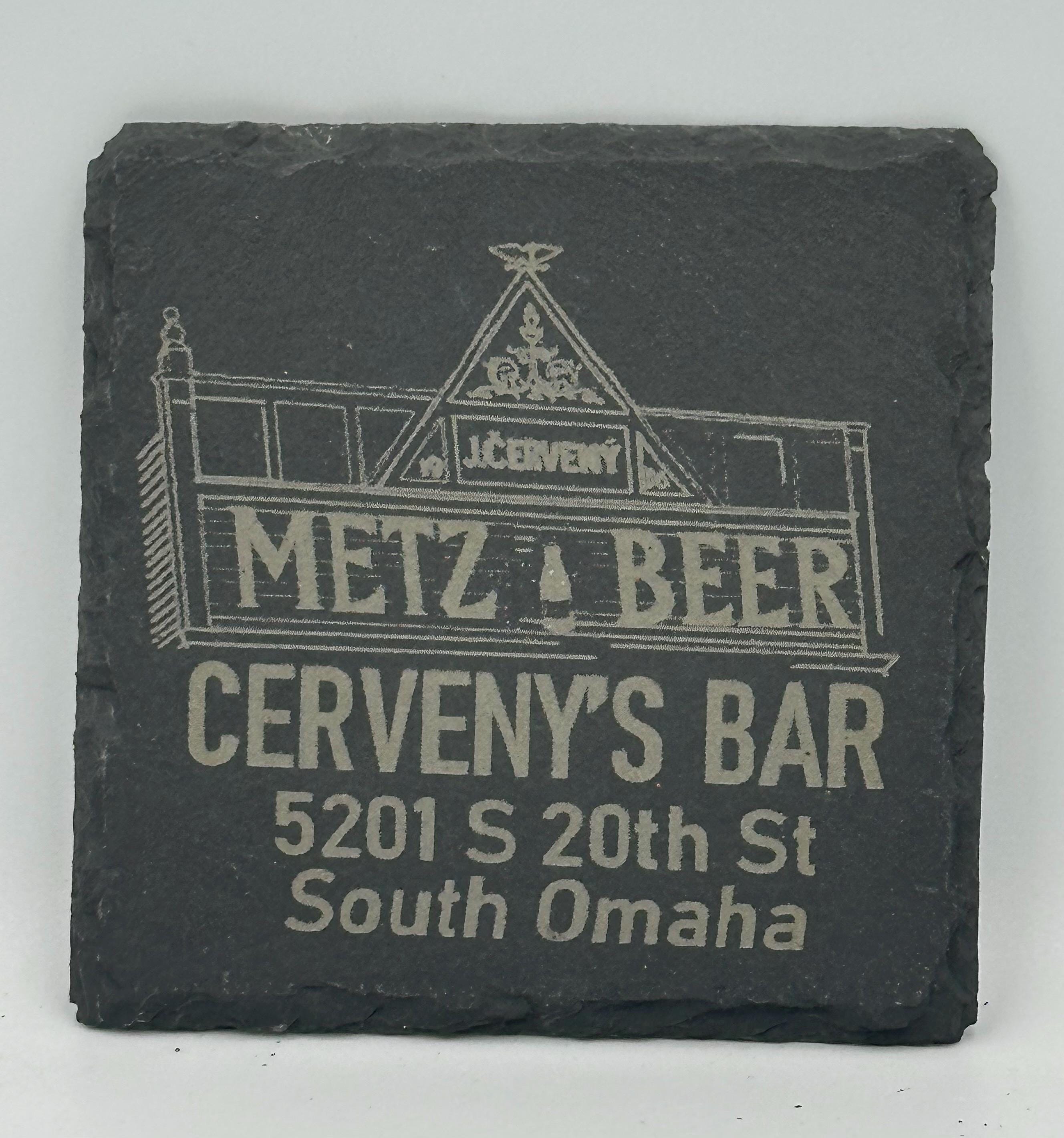 Cerveny’s Bar Square Slate Coaster