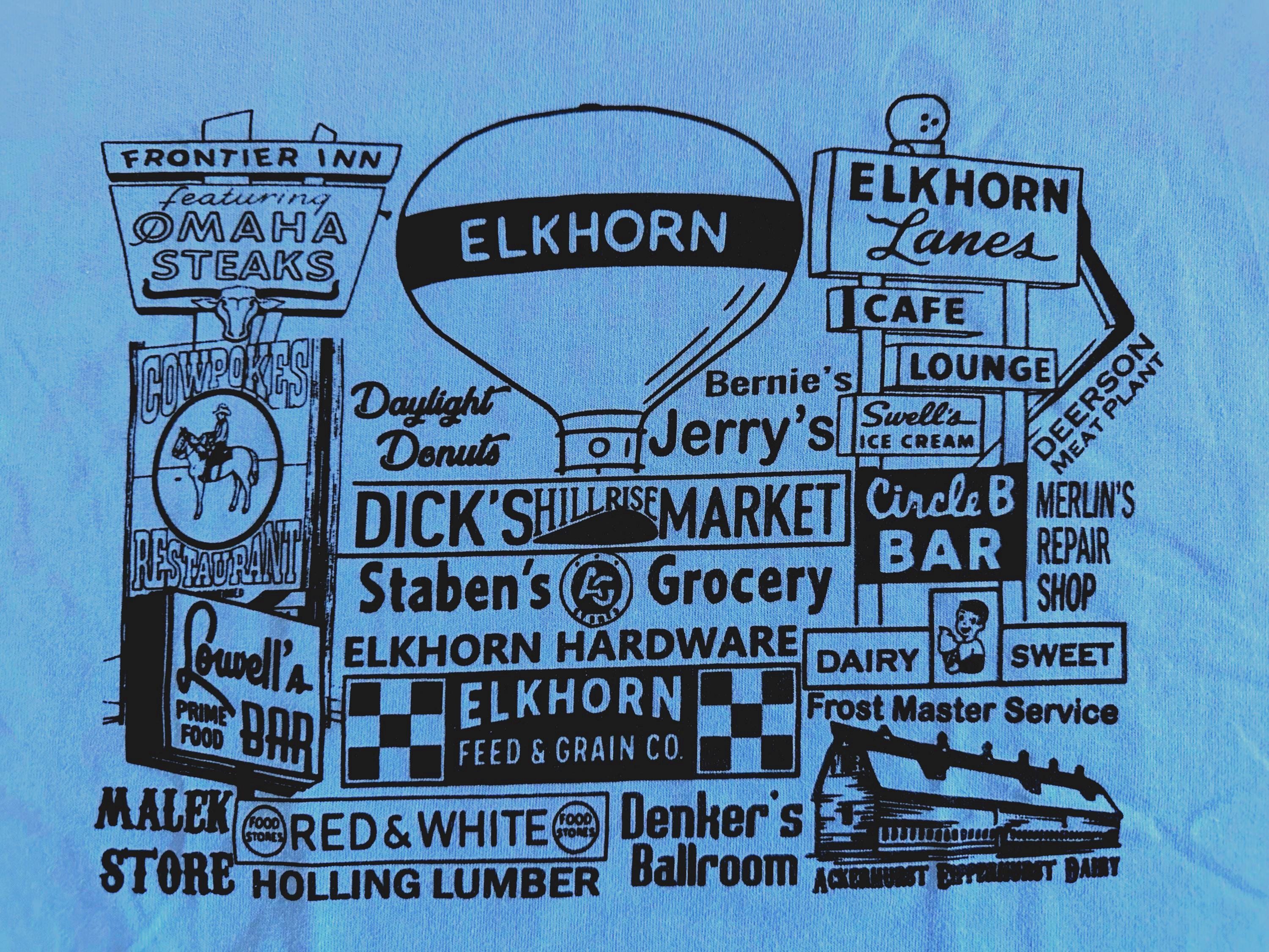 Elkhorn Memories T-Shirt: Columbia Blue, Heavy Cotton