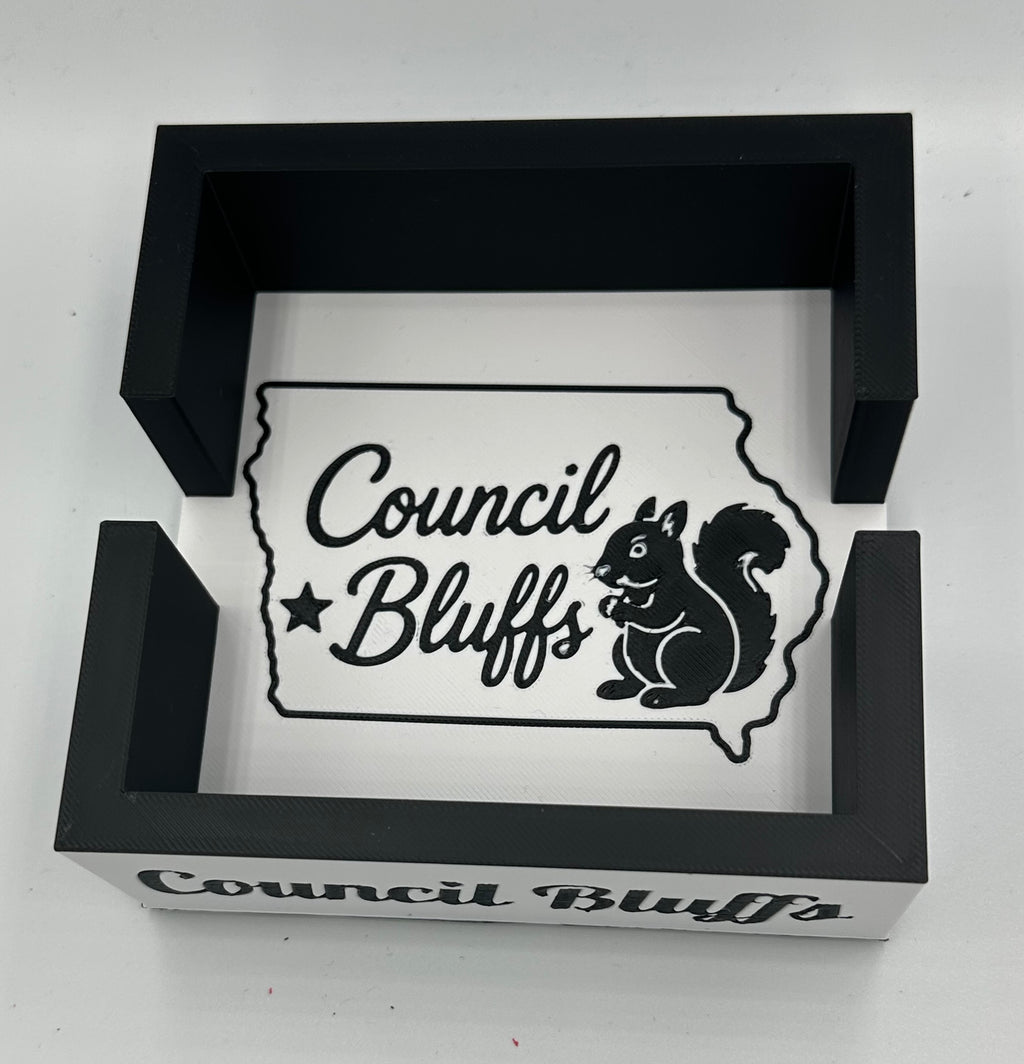Council Bluffs Black Squirrel Coaster Caddy