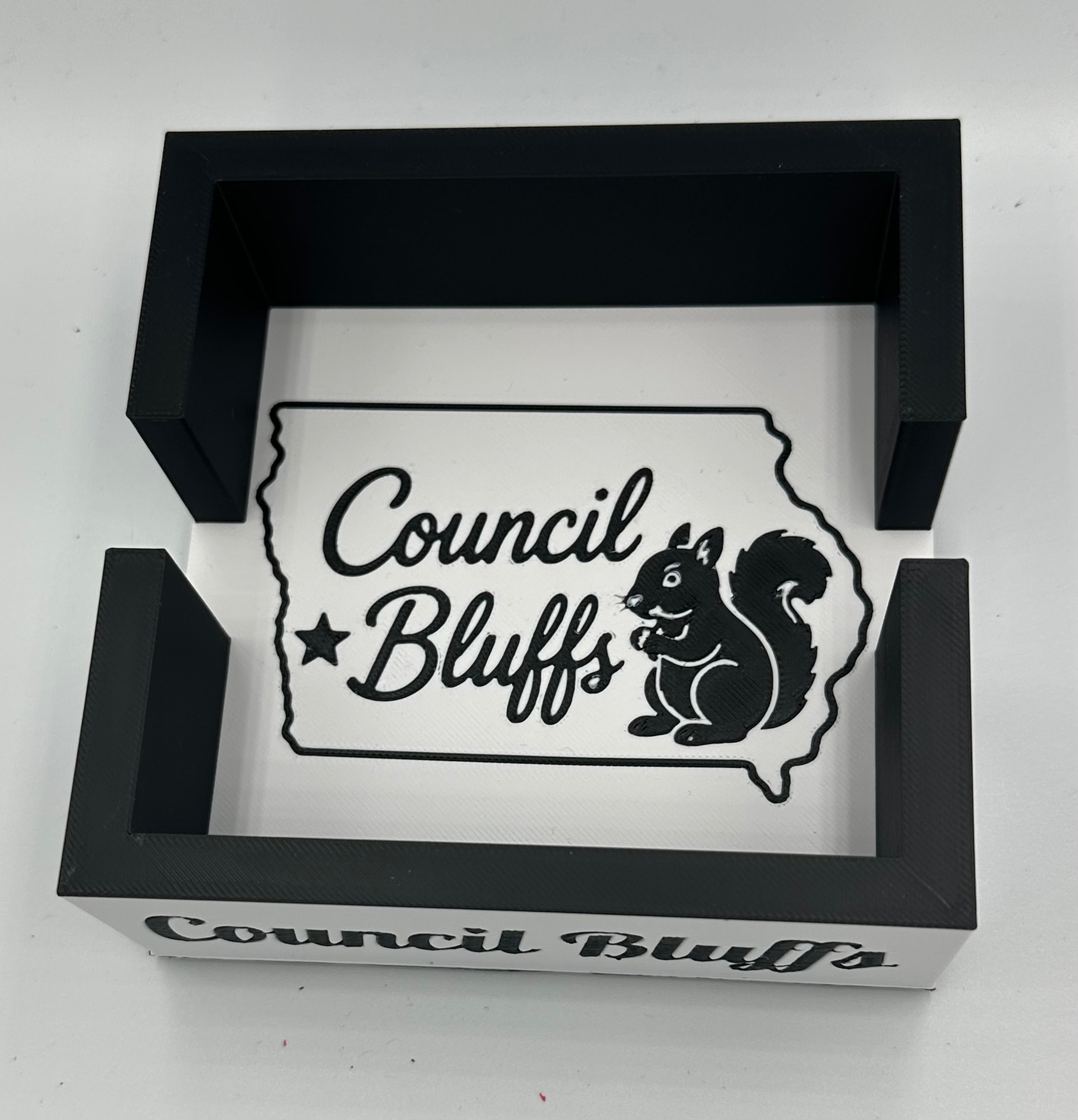 Council Bluffs Black Squirrel Coaster Caddy