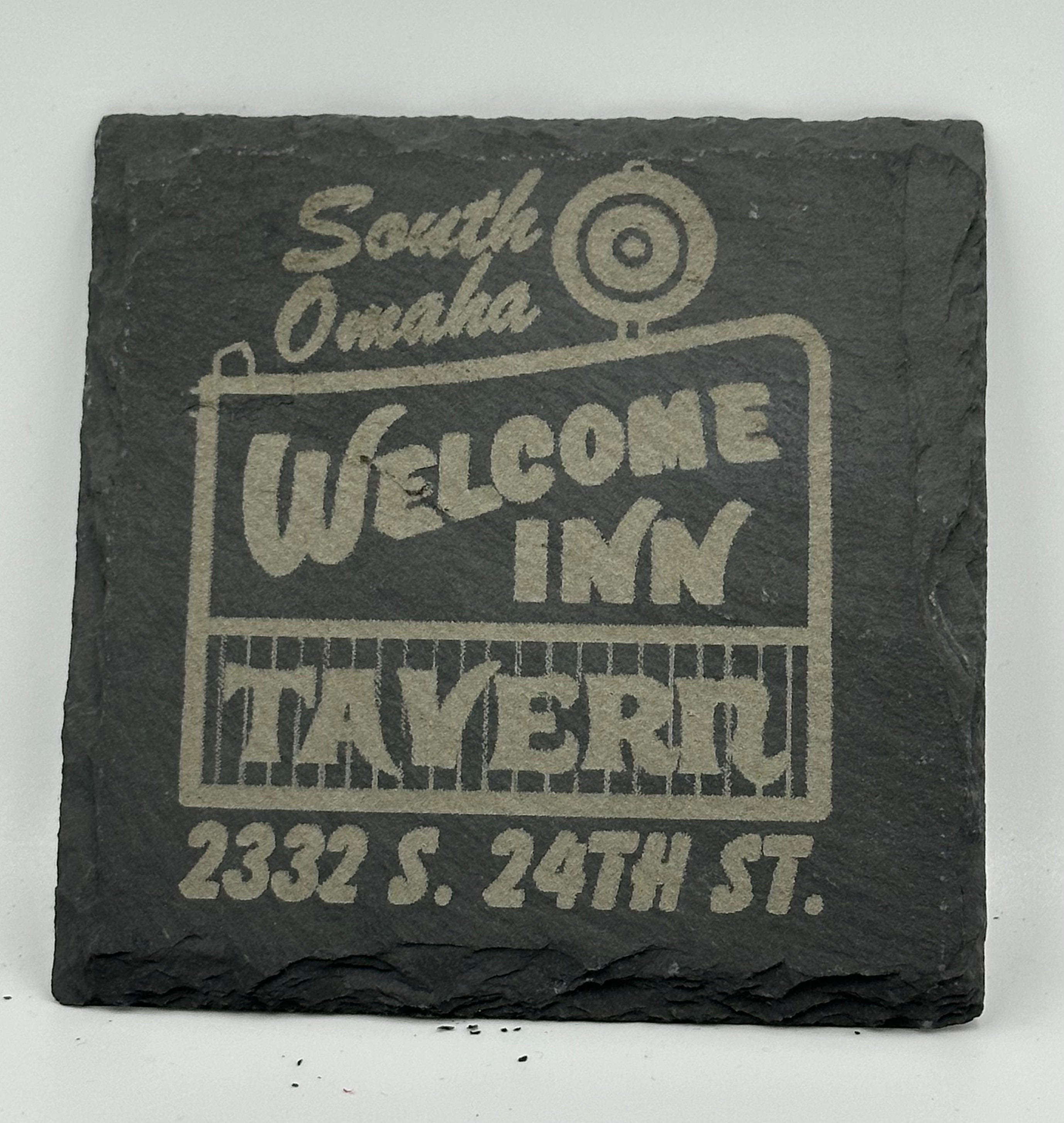 Welcome Inn Tavern Slate Coaster