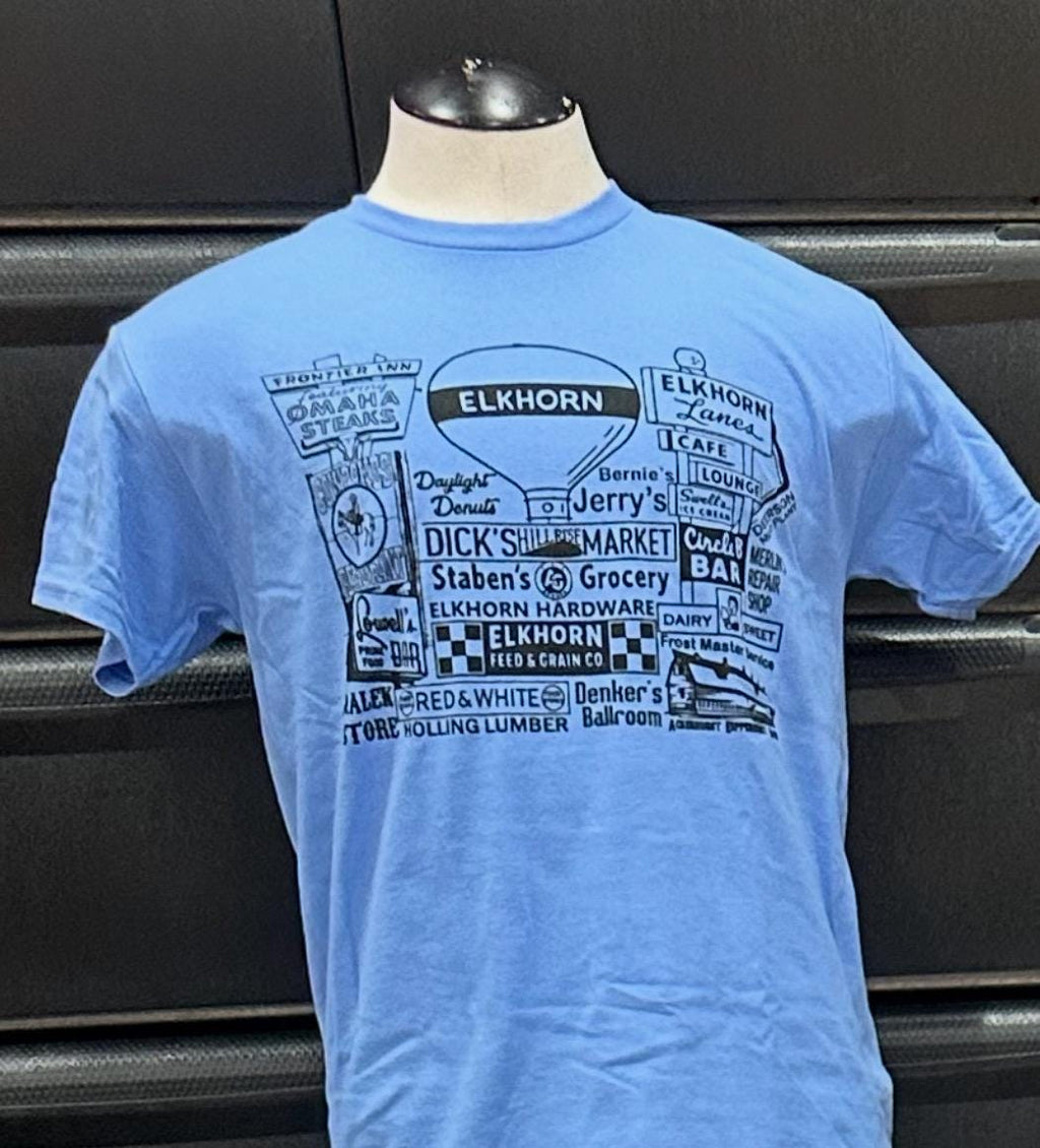 Elkhorn Memories T-Shirt: Columbia Blue, Heavy Cotton