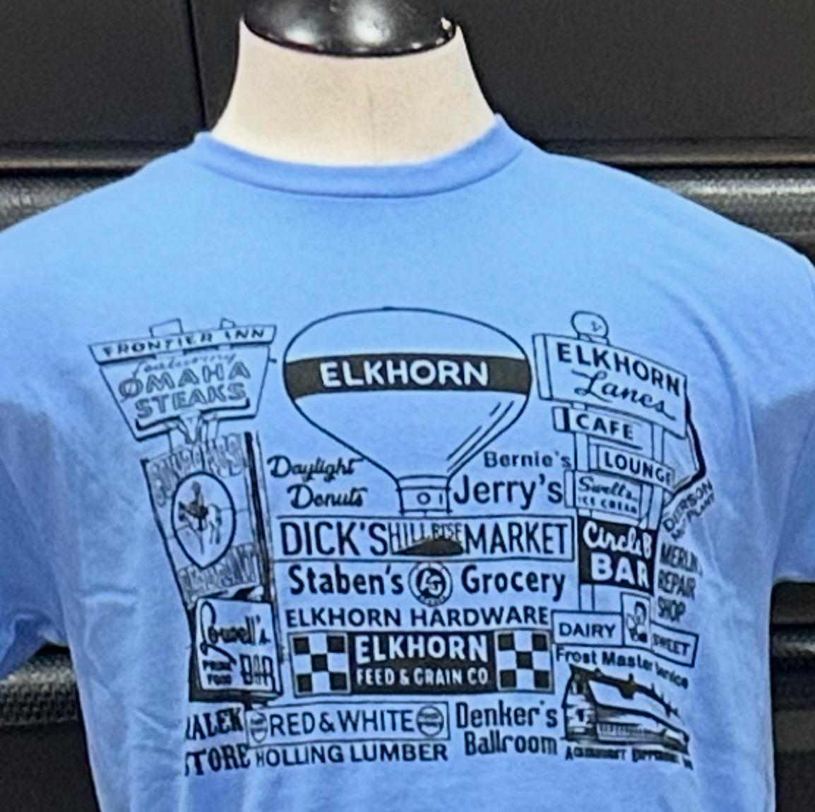 Elkhorn Memories T-Shirt: Columbia Blue, Heavy Cotton