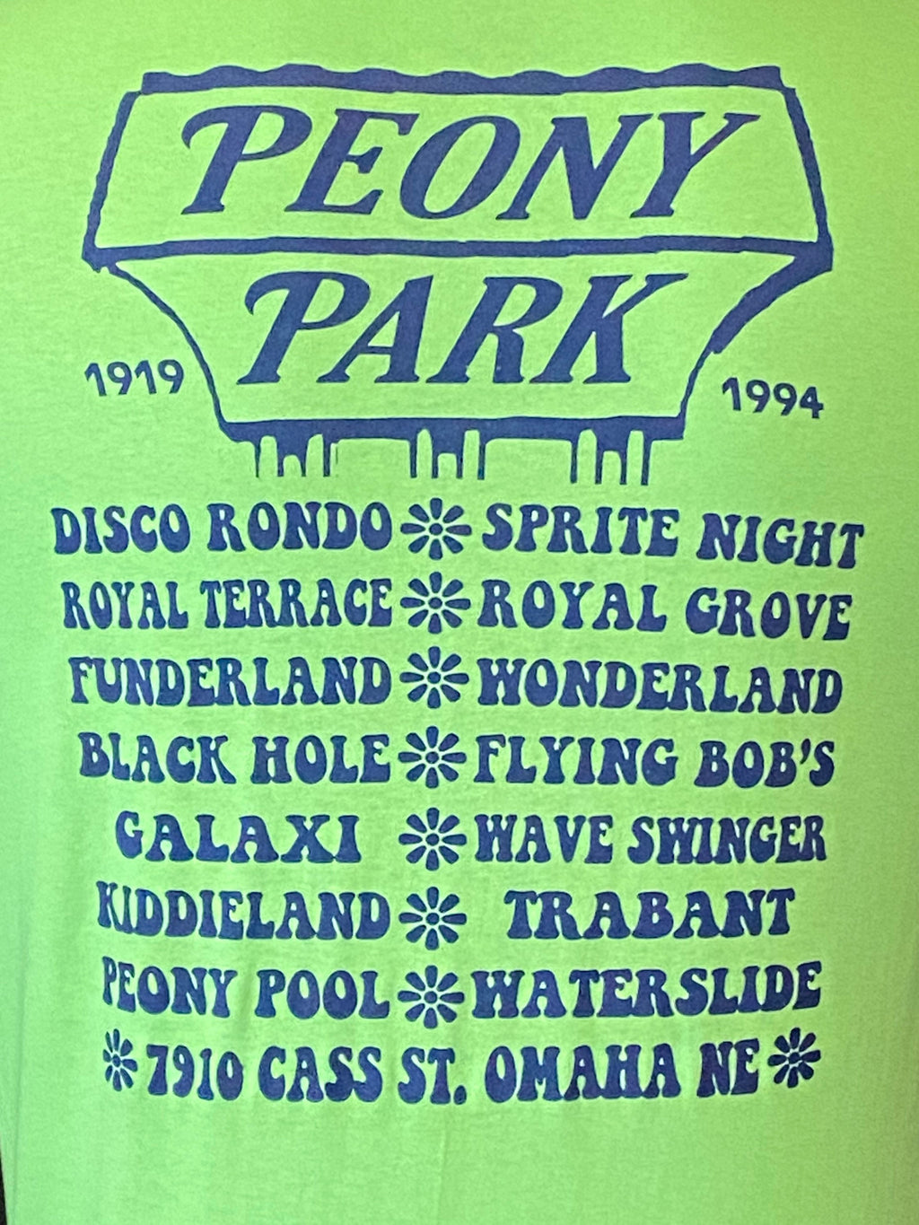 Peony Park Memories Shirt Lime Green