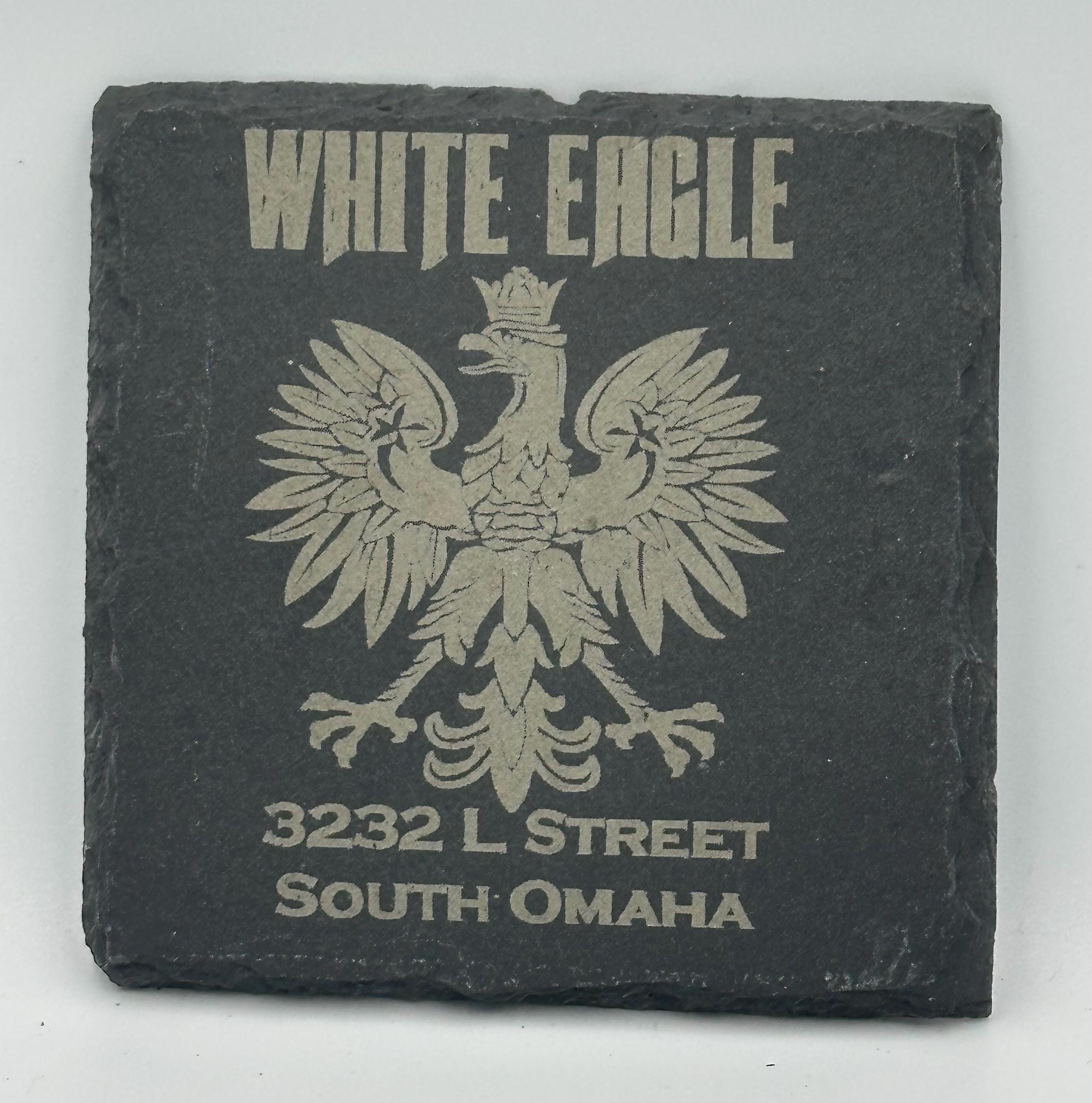 White Eagle  Square Slate Coaster